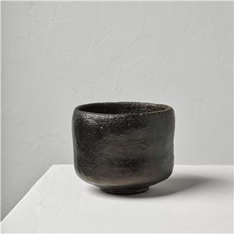 Black Raku tea bowl - Morihiro Hosokawa
