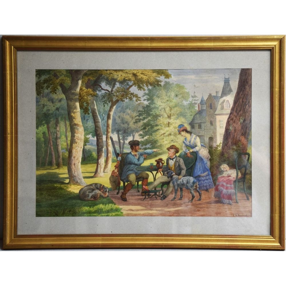 Artwork by Léopold von Besenval, 103 - Léopold Von Besenval (1812-1889) Retour de chasse, Made of Watercolor