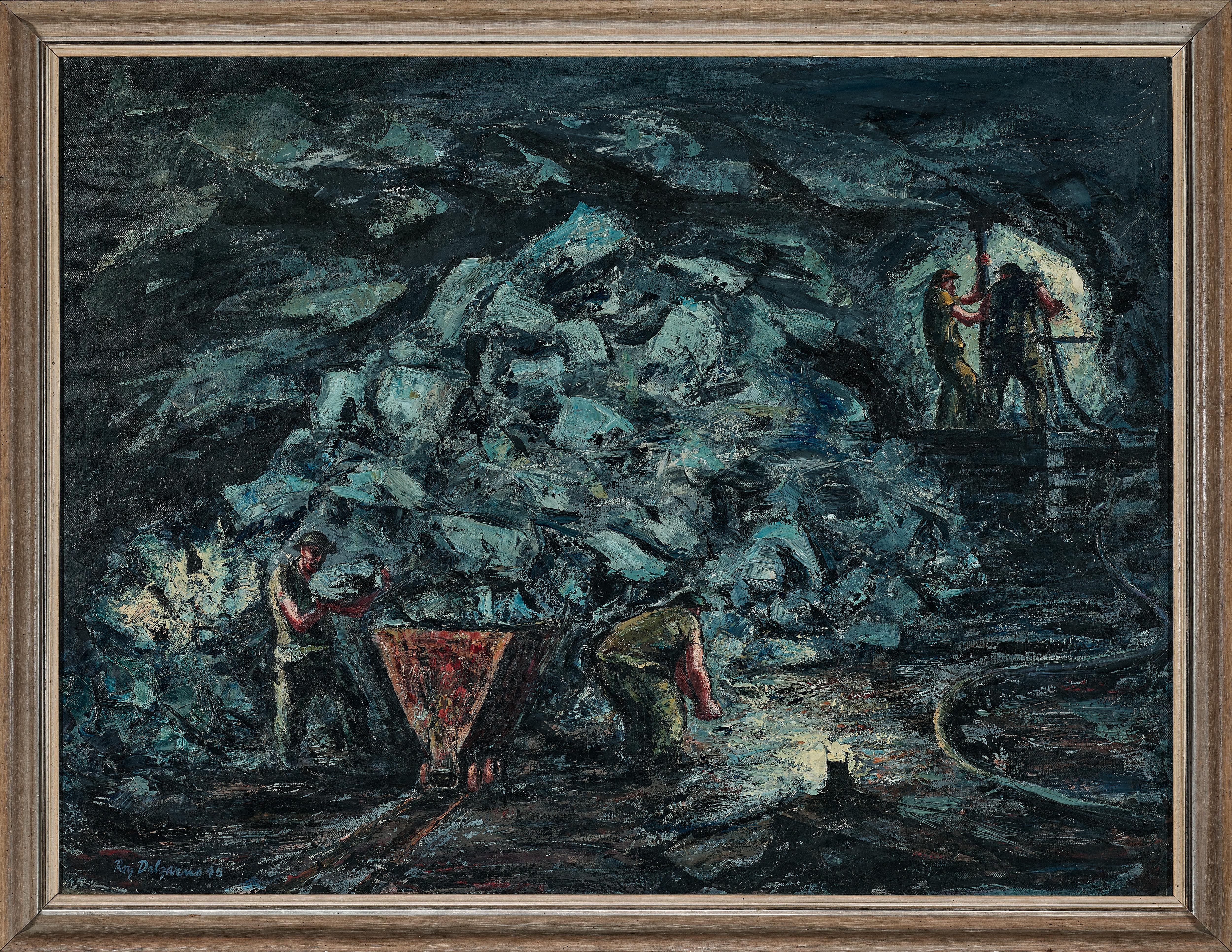 Artwork by Roy Dalgarno, Miners, Made of oil on canvas