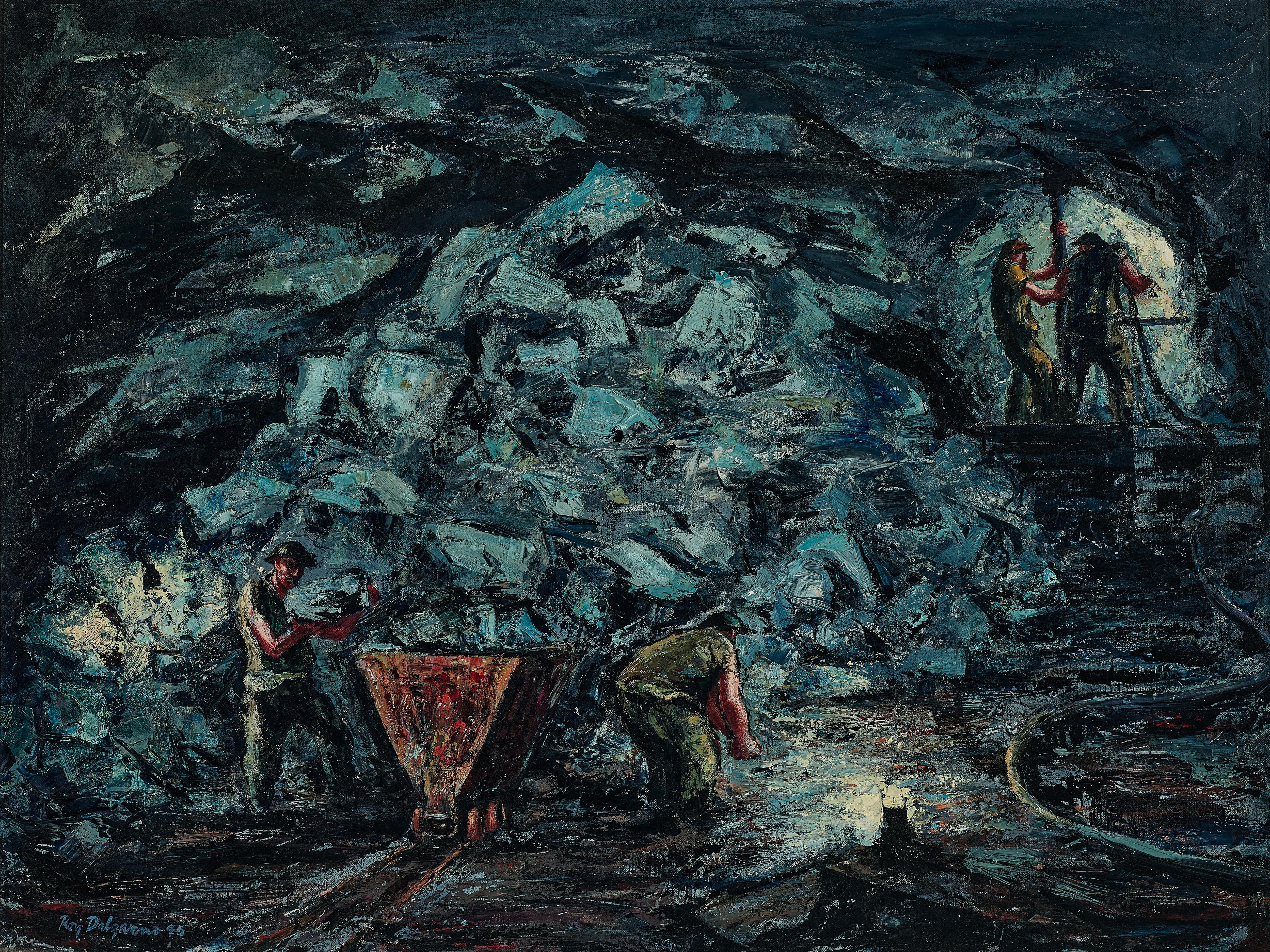 Artwork by Roy Dalgarno, Miners, Made of oil on canvas