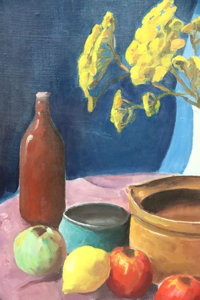 Artwork by Andre Deriq, Still life with mimosa, Made of oil on panel