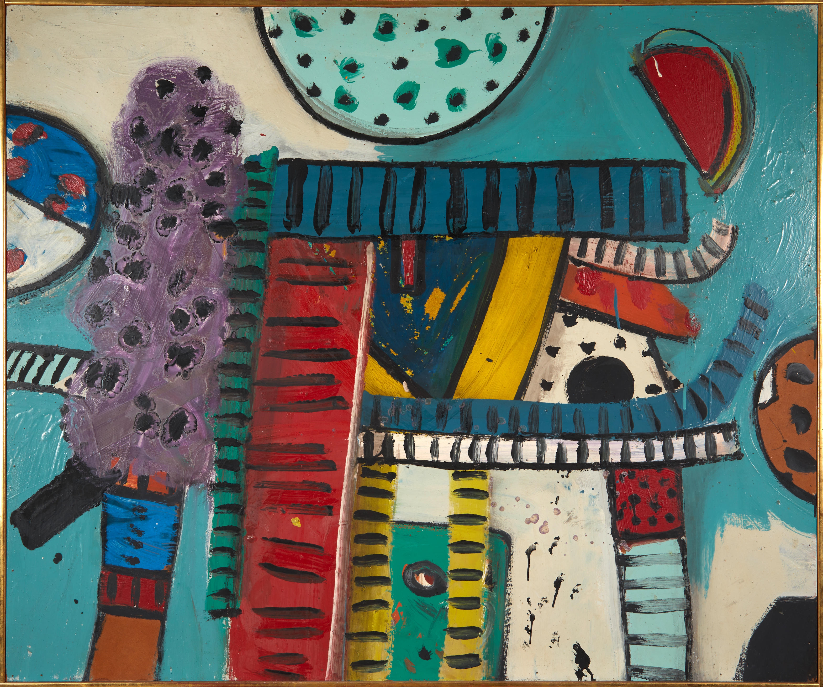 Artwork by Alan Davie, Transformation of the Wooden Horse, #3, Made of oil on masonite