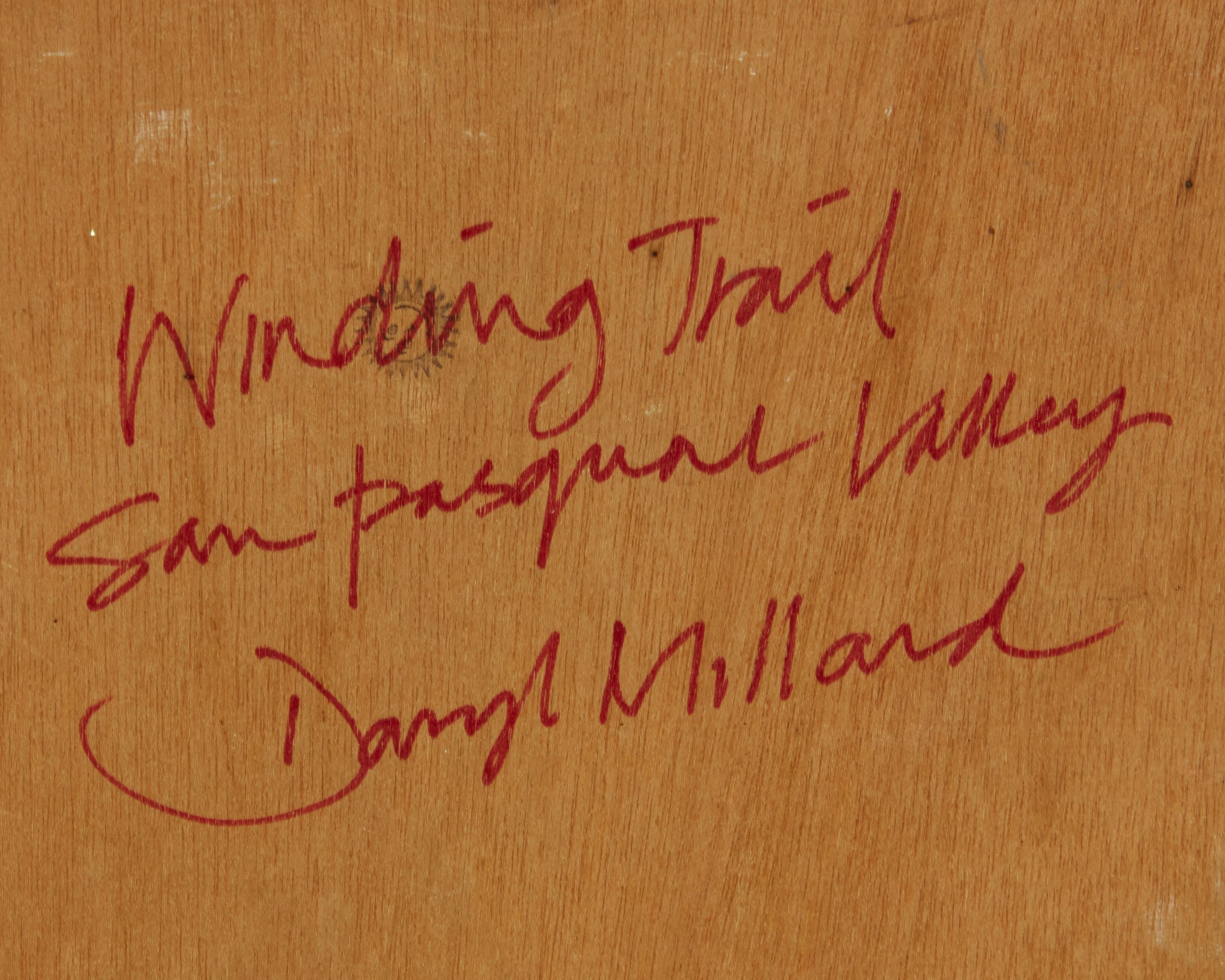 Artwork by Daryl Millard, "Winding Trail - San Pasqual Valley", Made of Oil on canvas laid to wood