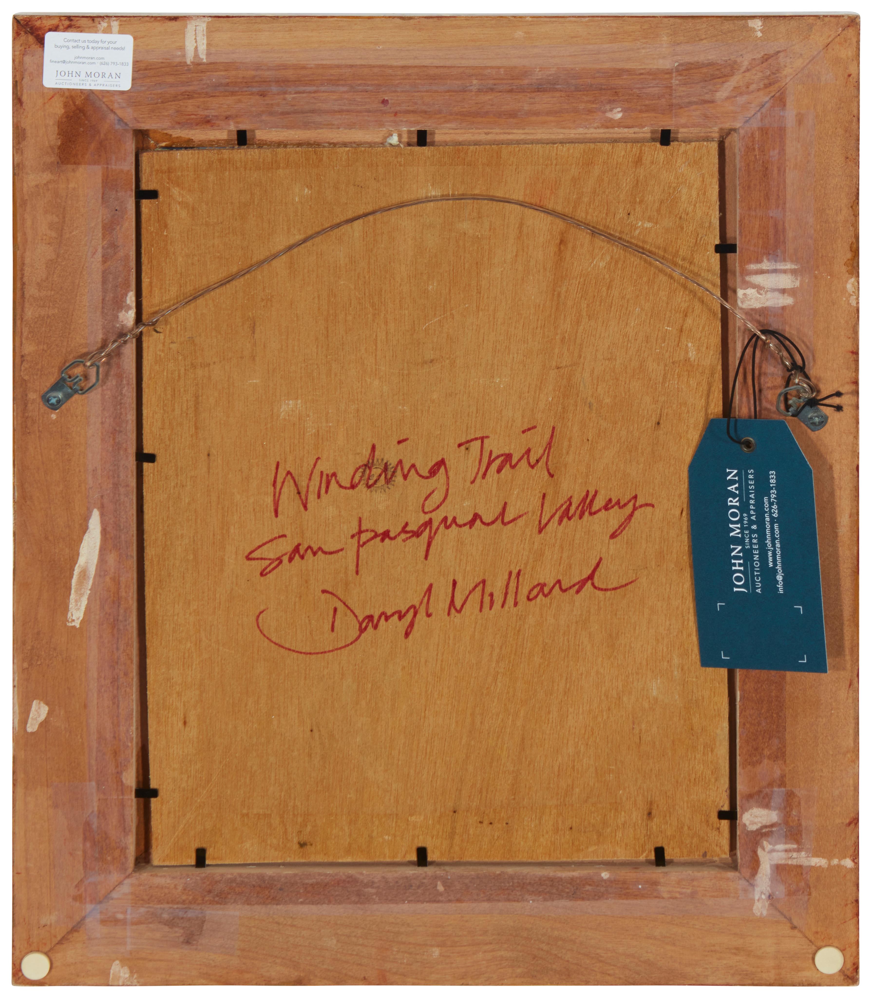 Artwork by Daryl Millard, "Winding Trail - San Pasqual Valley", Made of Oil on canvas laid to wood