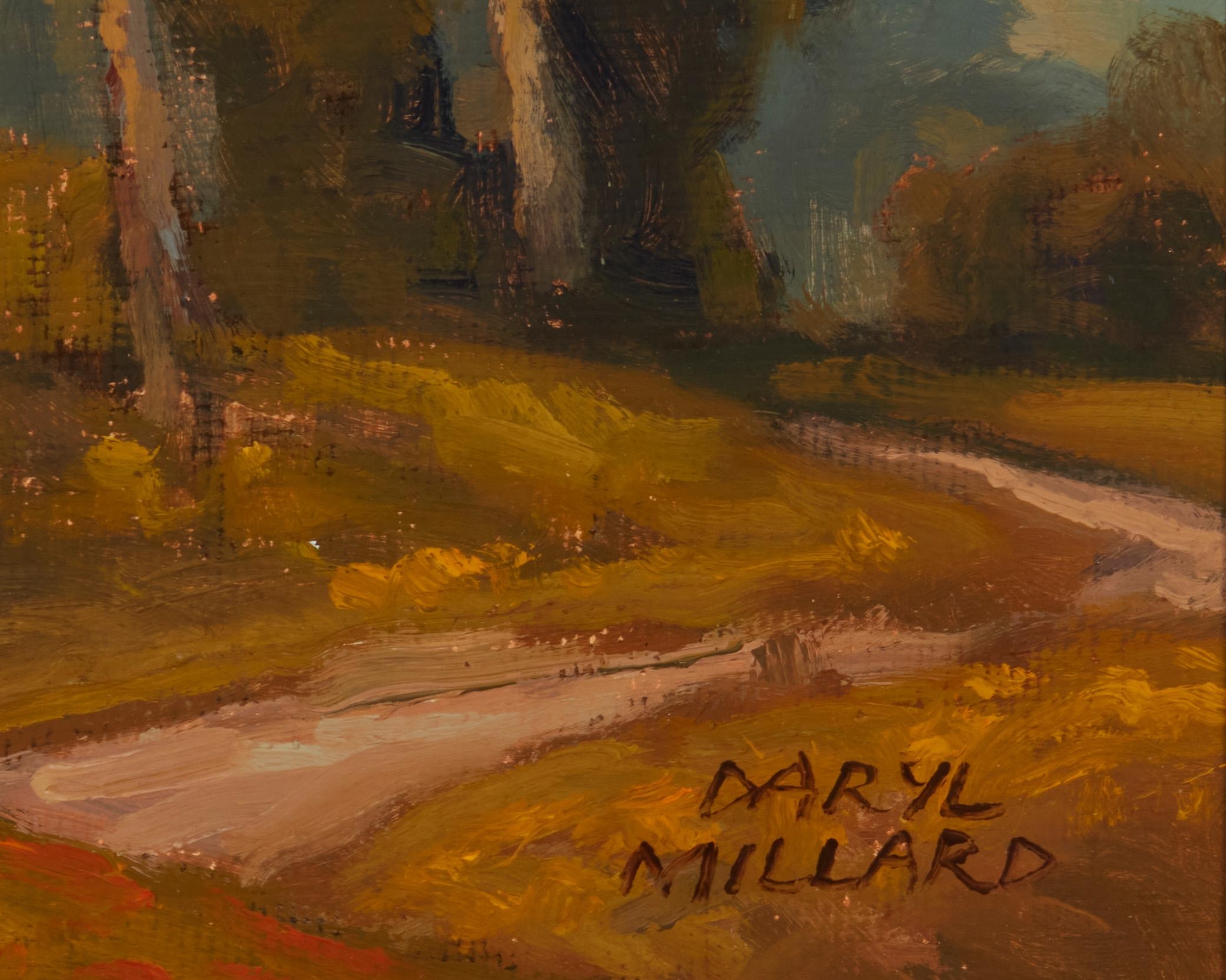 Artwork by Daryl Millard, "Winding Trail - San Pasqual Valley", Made of Oil on canvas laid to wood