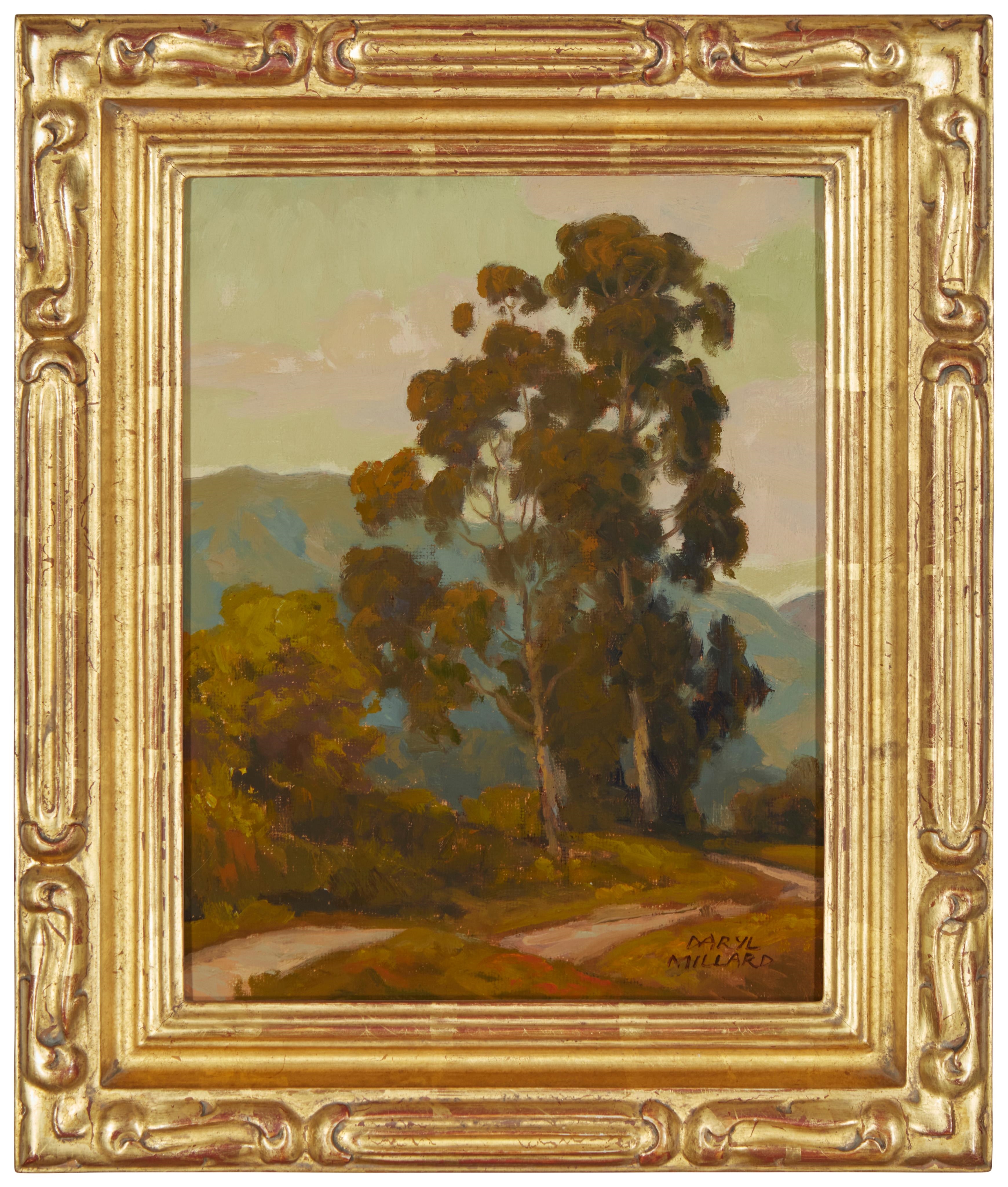 Artwork by Daryl Millard, "Winding Trail - San Pasqual Valley", Made of Oil on canvas laid to wood