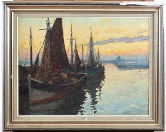 Coucher du soleil sur le port - Jeff Dutilleux