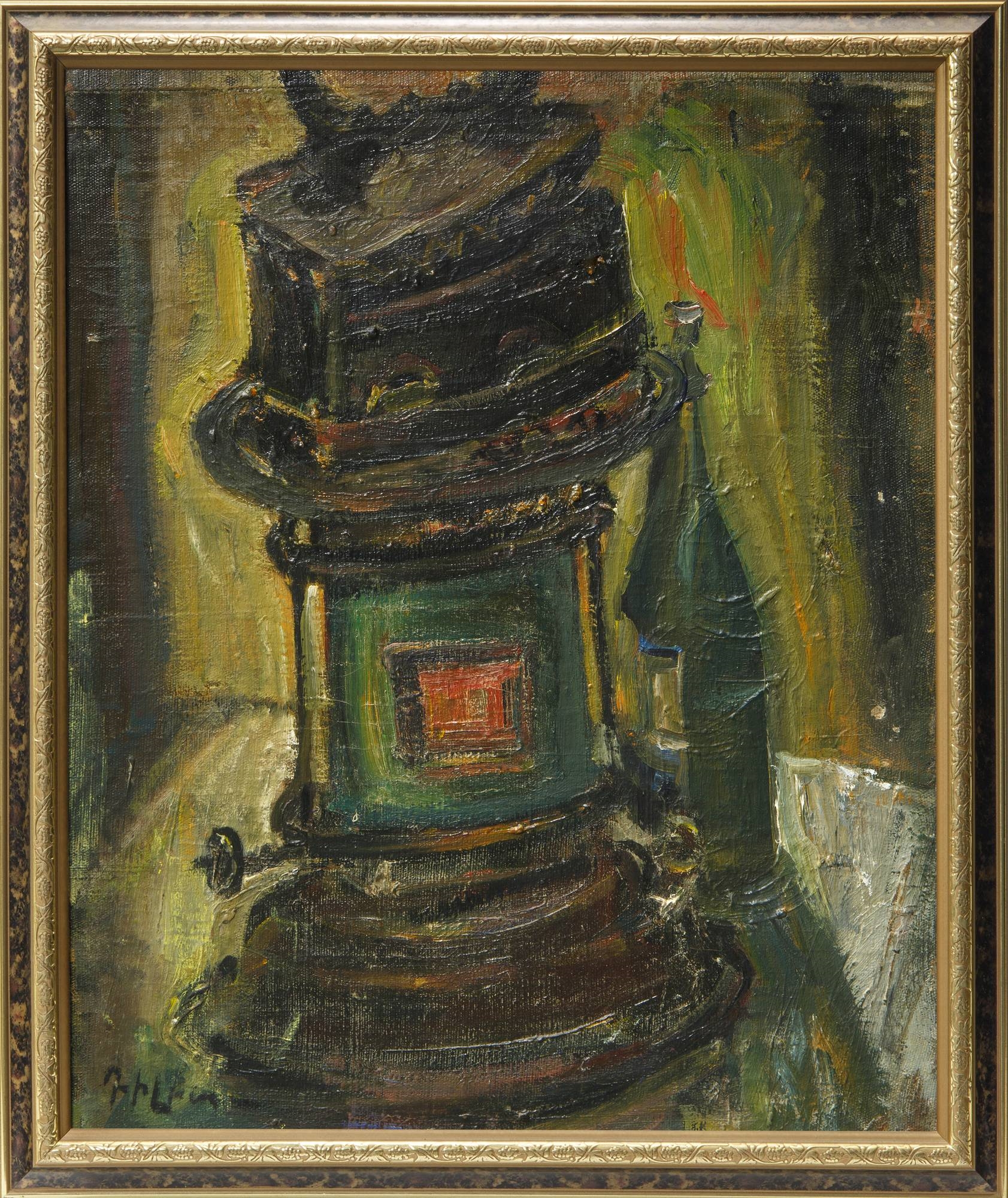 Artwork by Albert Dilbaryan, Kerosene Lamp, Made of oil on masonite