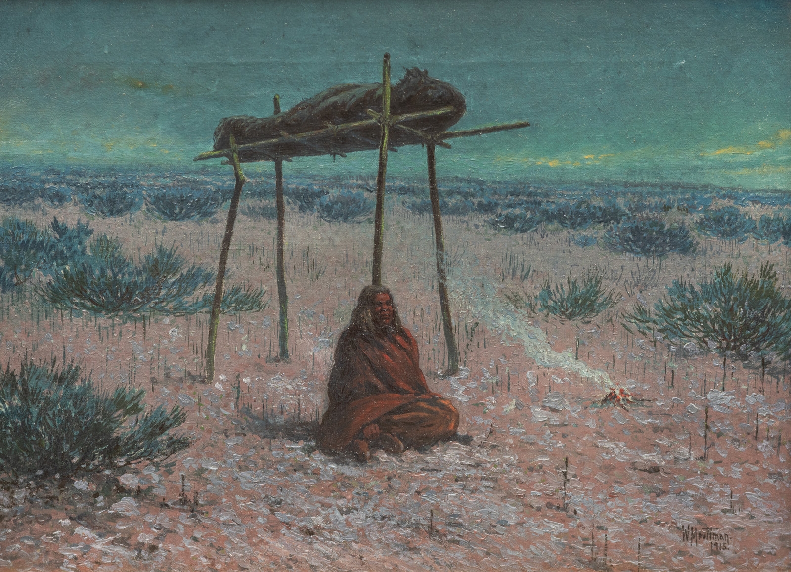 Artwork by William Meuttman, Indian Burial, Made of oil on canvas