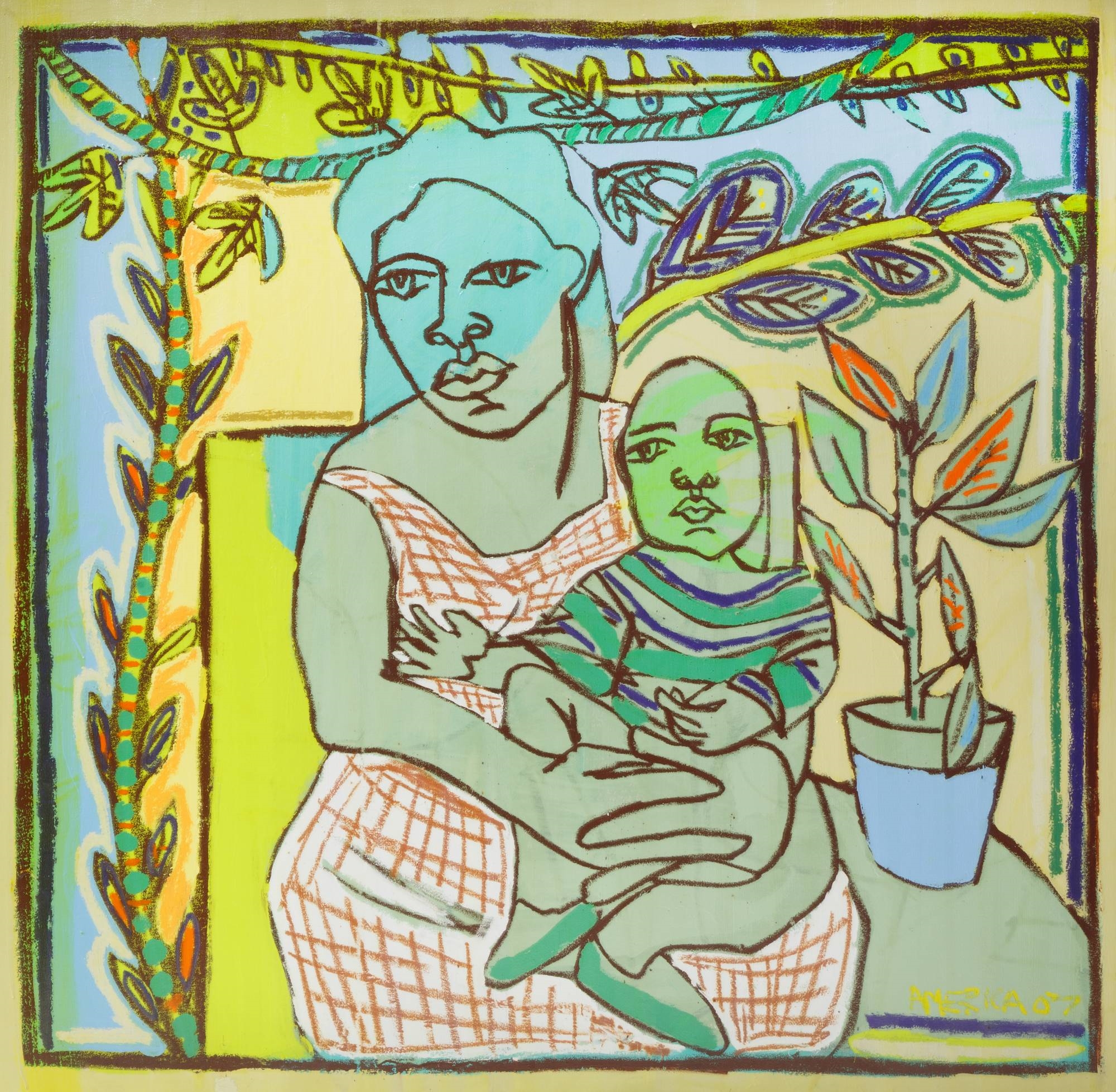 Artwork by America Martin, Mother and Child, 2007, Made of oil on canvas
