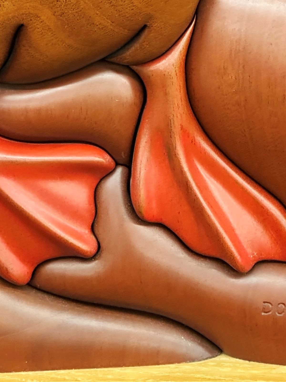 Artwork by Doug Hudson, Doug Hudson Rare Hand Carved Sculptured Wood Mural "Puffin" 1985: Doug Hudson originally from Kodiak Island Alaska, Made of watercolor painting