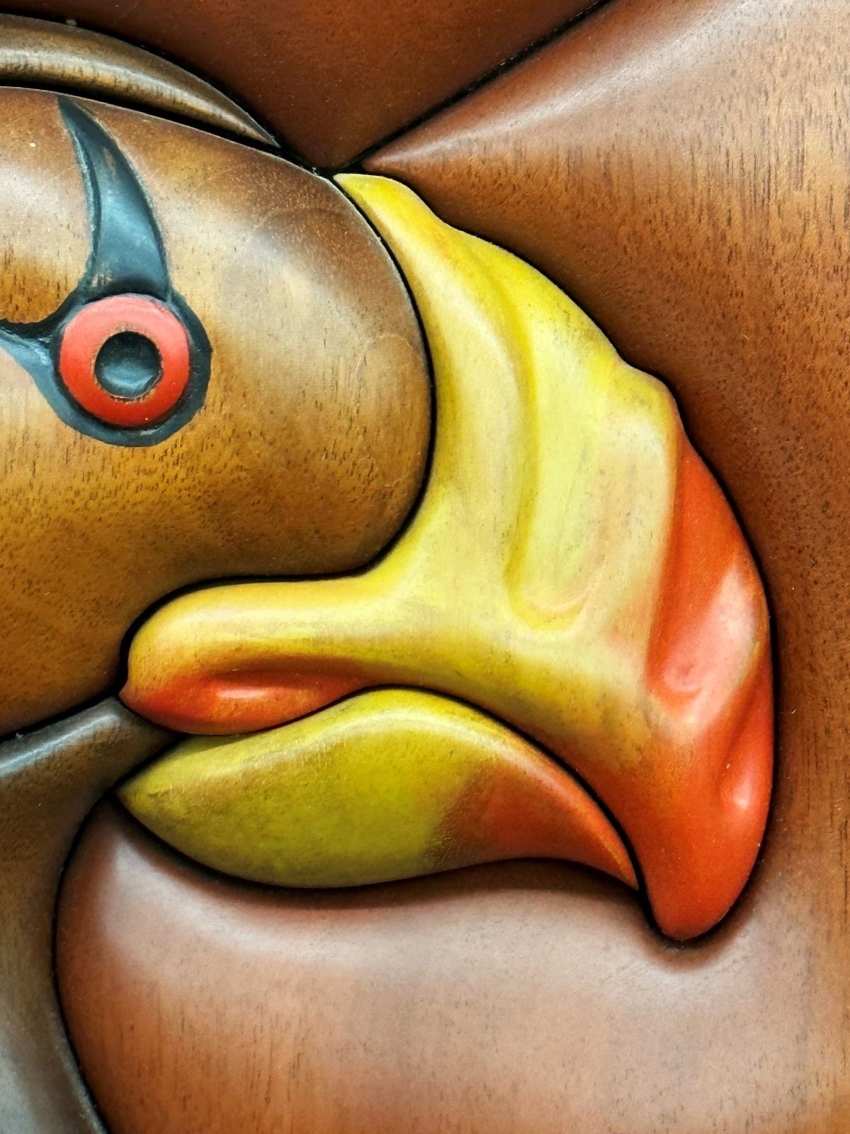 Artwork by Doug Hudson, Doug Hudson Rare Hand Carved Sculptured Wood Mural "Puffin" 1985: Doug Hudson originally from Kodiak Island Alaska, Made of watercolor painting