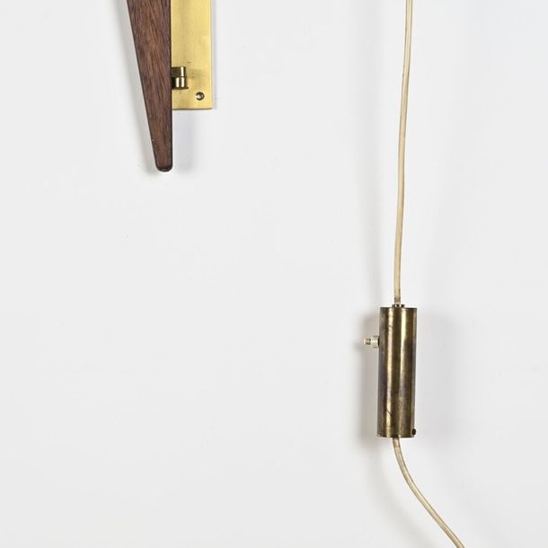 black lacquered double arm wall light by Robert Mathieu