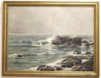 Rocky Coastal Seascape, 1896, - Edward Parker Hayden