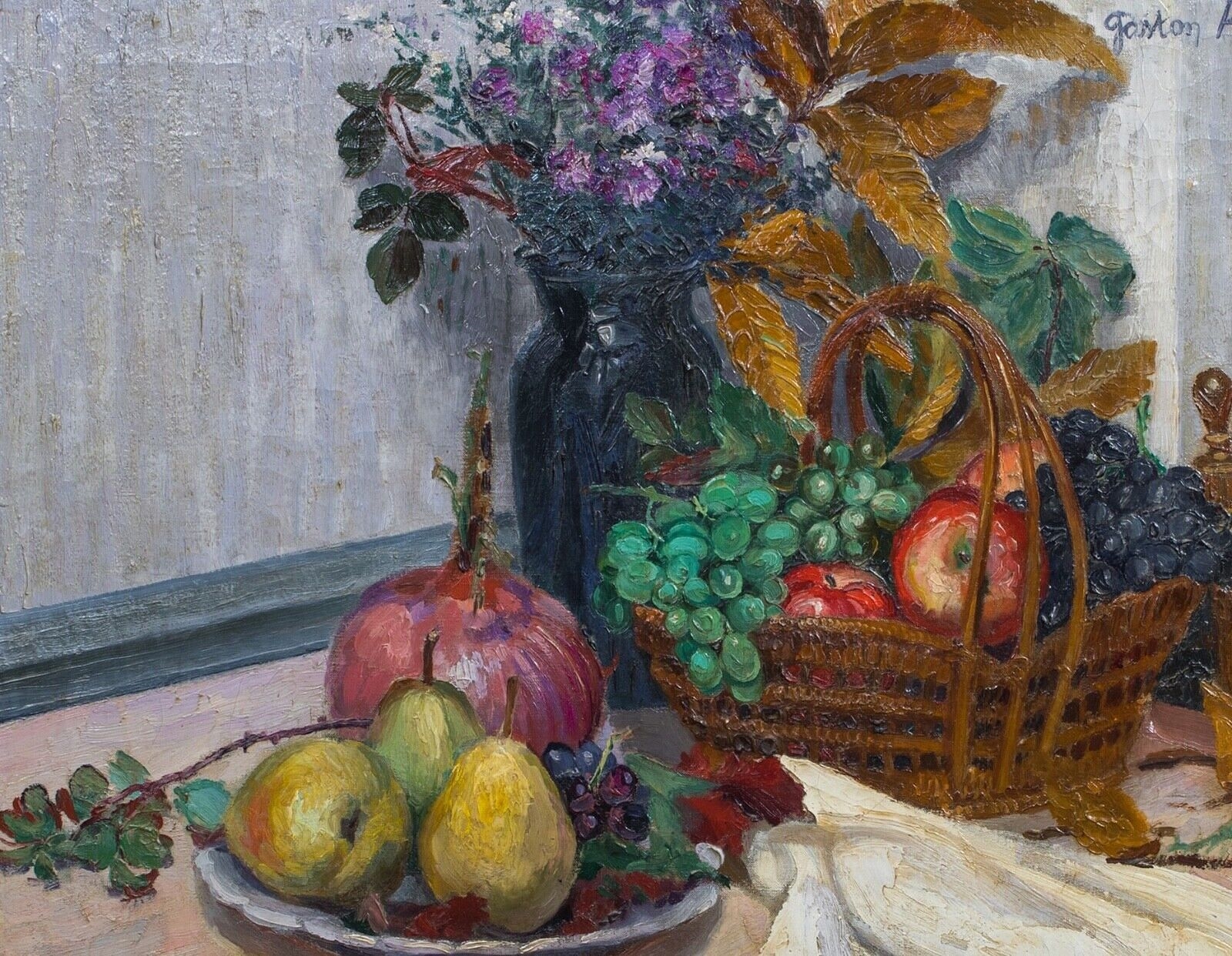gaston-andre-still-life-of-fruit-and-flowers-oil-painting-early-20th