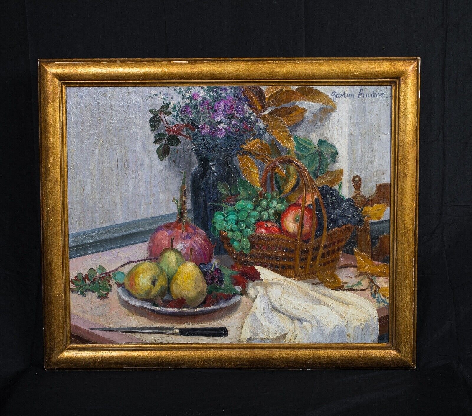 gaston-andre-still-life-of-fruit-and-flowers-oil-painting-early-20th