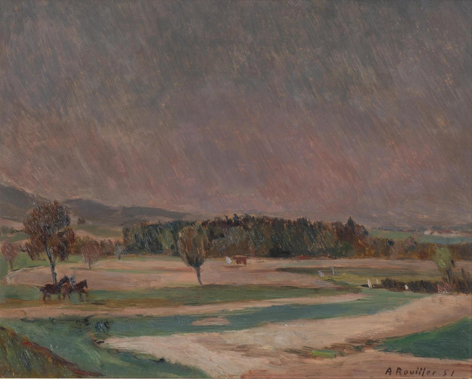 Armand Henri Rouiller | Scène champêtre à la tombée du jour (1951 ...