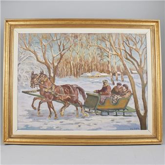 Slädfärd i vinterlandskap - G. Rozmus