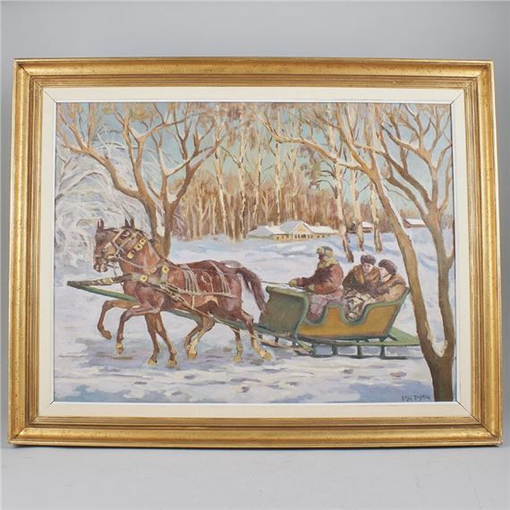 Slädfärd i vinterlandskap - G. Rozmus