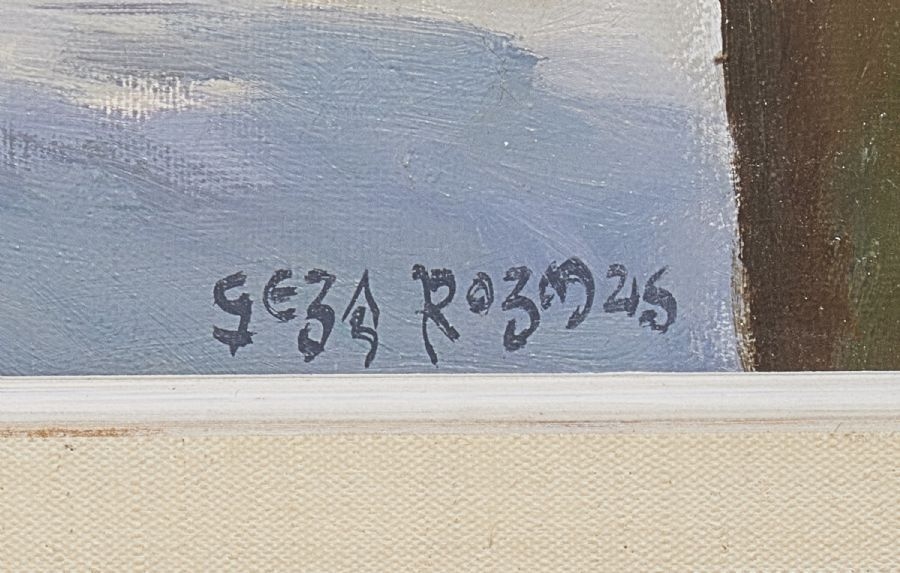 Artwork by G. Rozmus, Slädfärd i vinterlandskap, Made of Oil on canvas