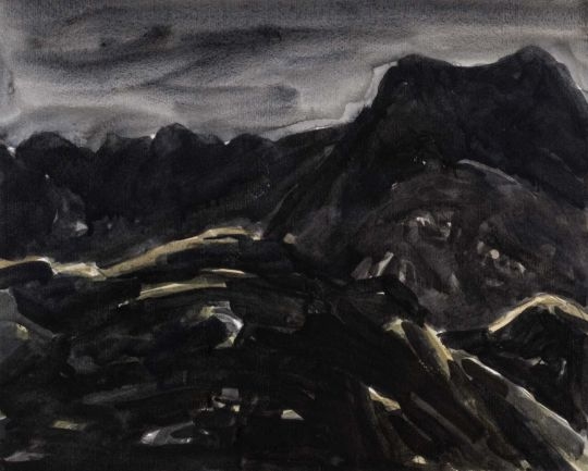 ‡ SIR KYFFIN WILLIAMS RA watercolour - Eryri (Snowdonia) ridge at night