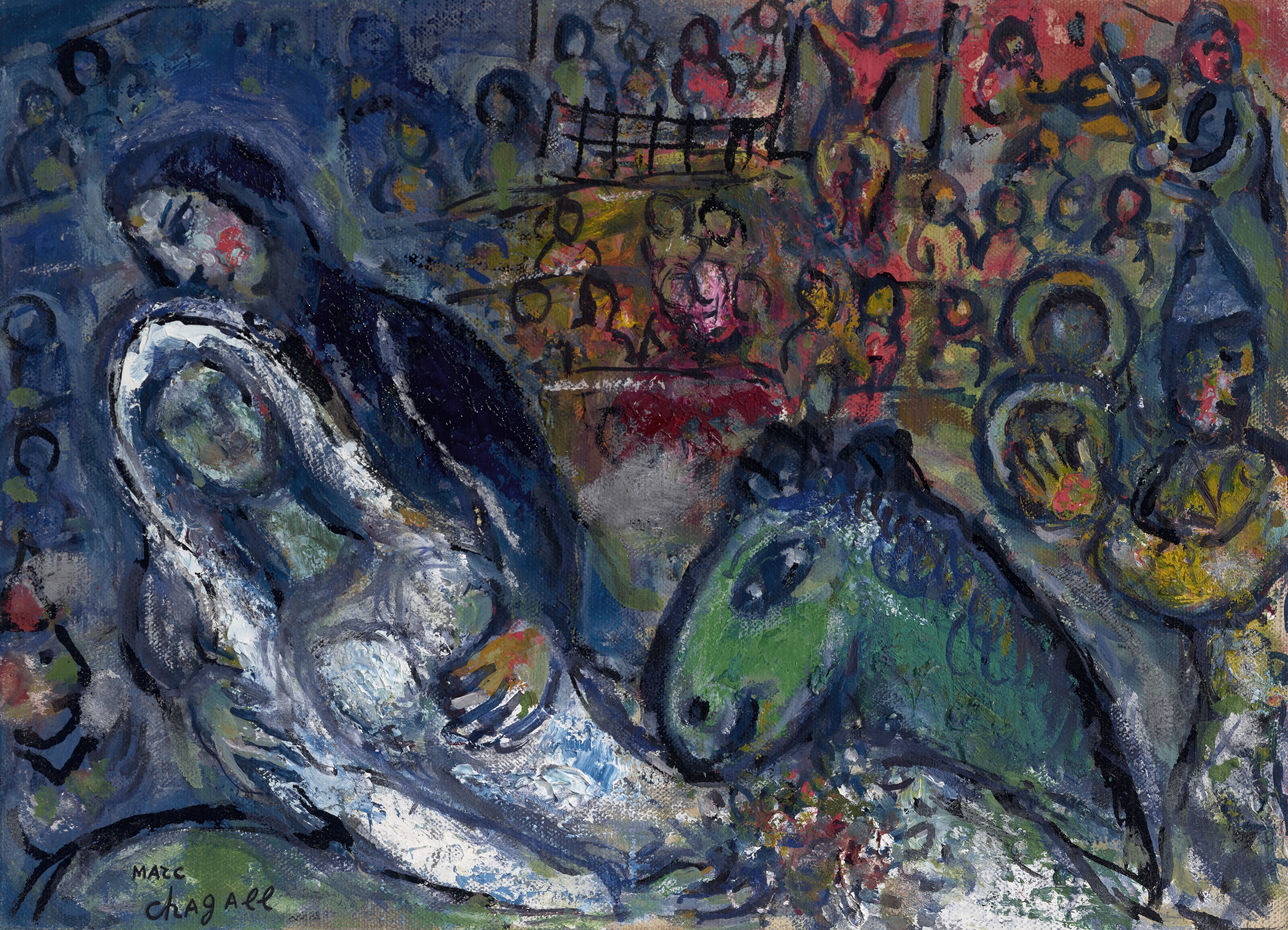 Les mariés au cirque by Marc Chagall, circa 1965