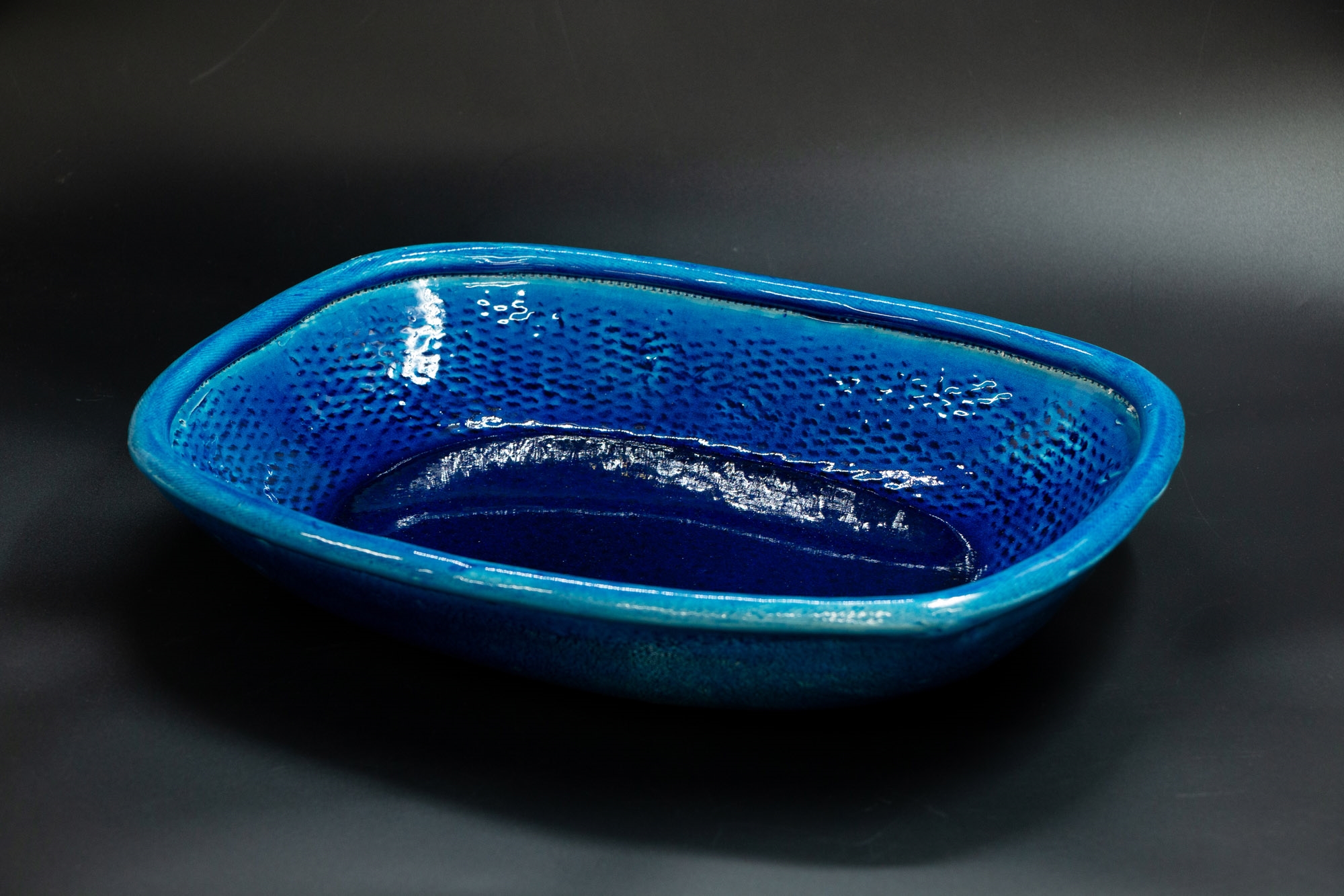 Len Castle | Len Castle - Large alkaline blue platter | MutualArt