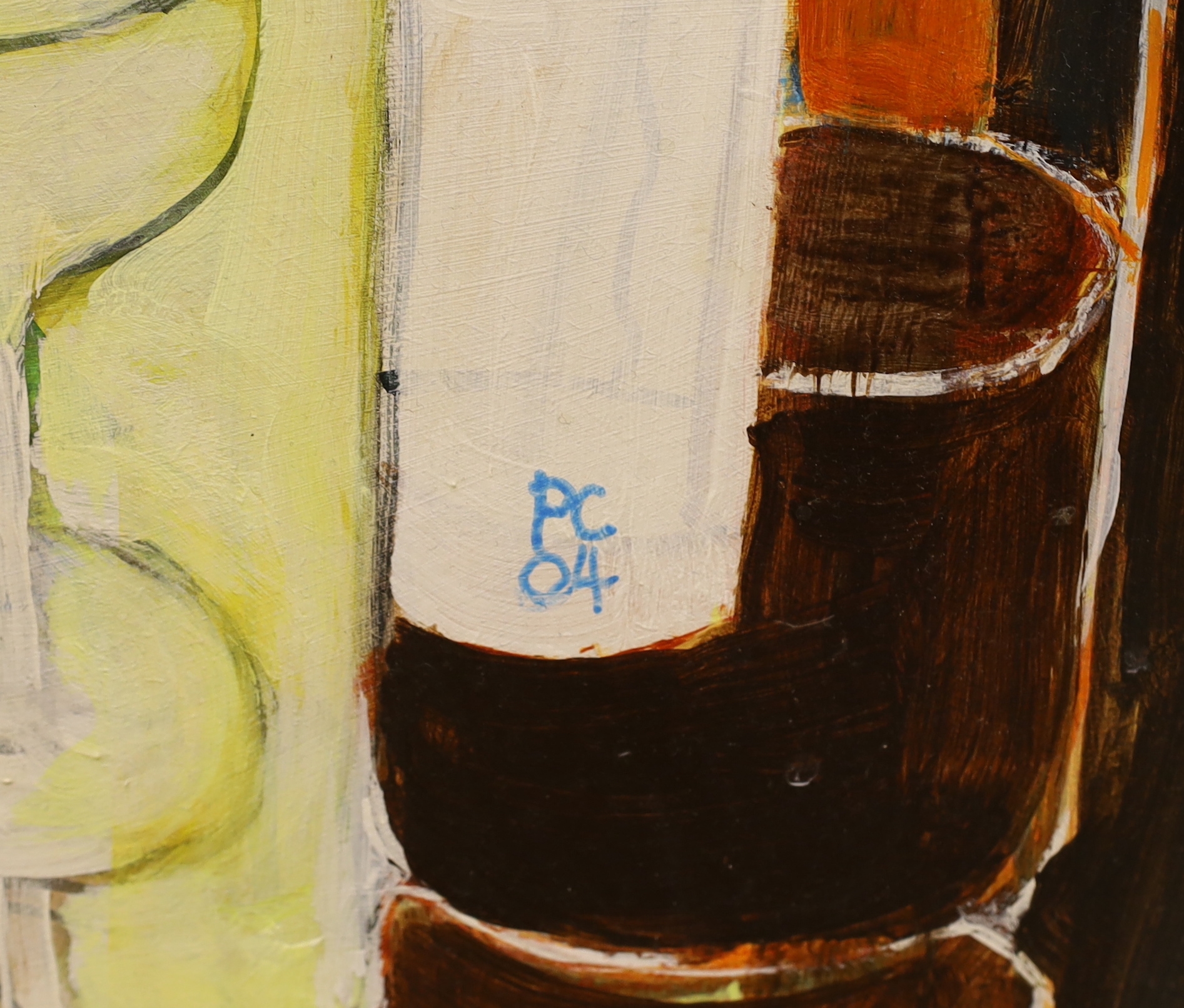 Artwork by Peter Cheek, study of a seated lady, Made of oil on board