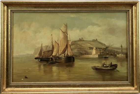 a fishing vessel at the entrance to Whitby harbour - Robert Severn