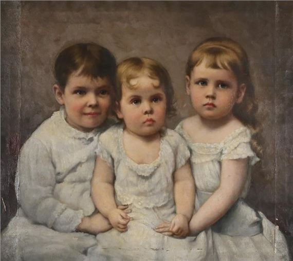 James Reeve Stuart Oil on Canvas Three Children - James Reeve Stuart
