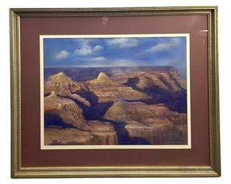 Signed Millie Watters Oil Pastel Canyon Drawing - Millie Watters