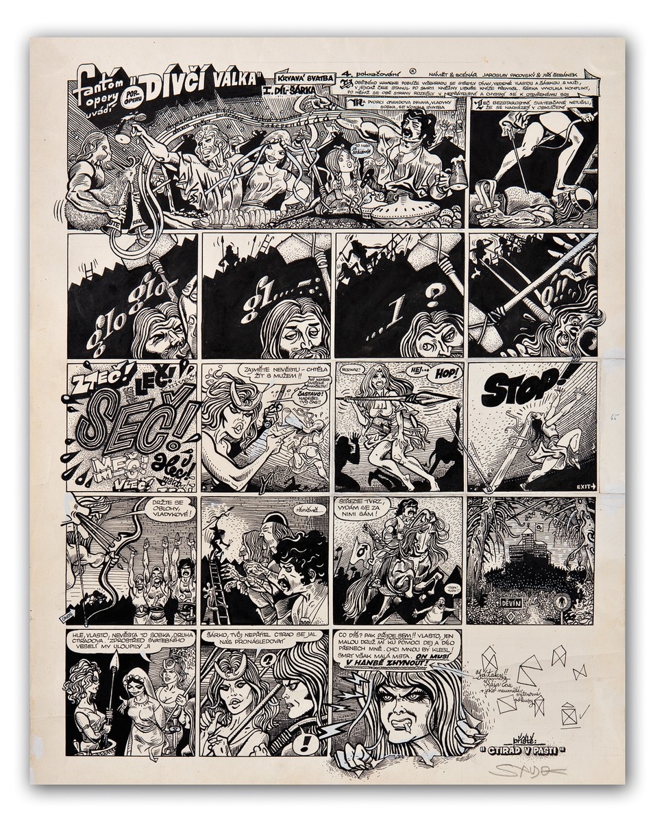 Artwork by Kaja Saudek, Fantóm opery - Dívčí válka, Šárka - Krvavá svatba, Made of ink on paper