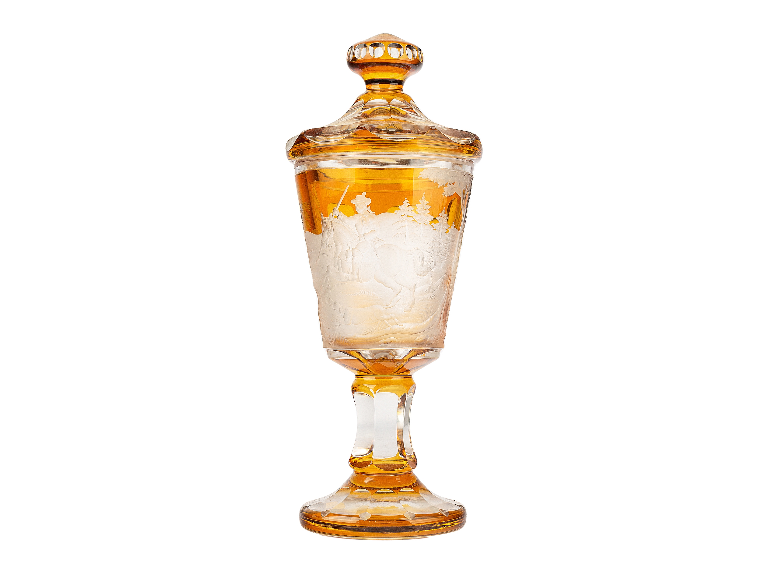 Artwork by August Boehm, Large Lidded Cup with Sauhatz, Made of Glass