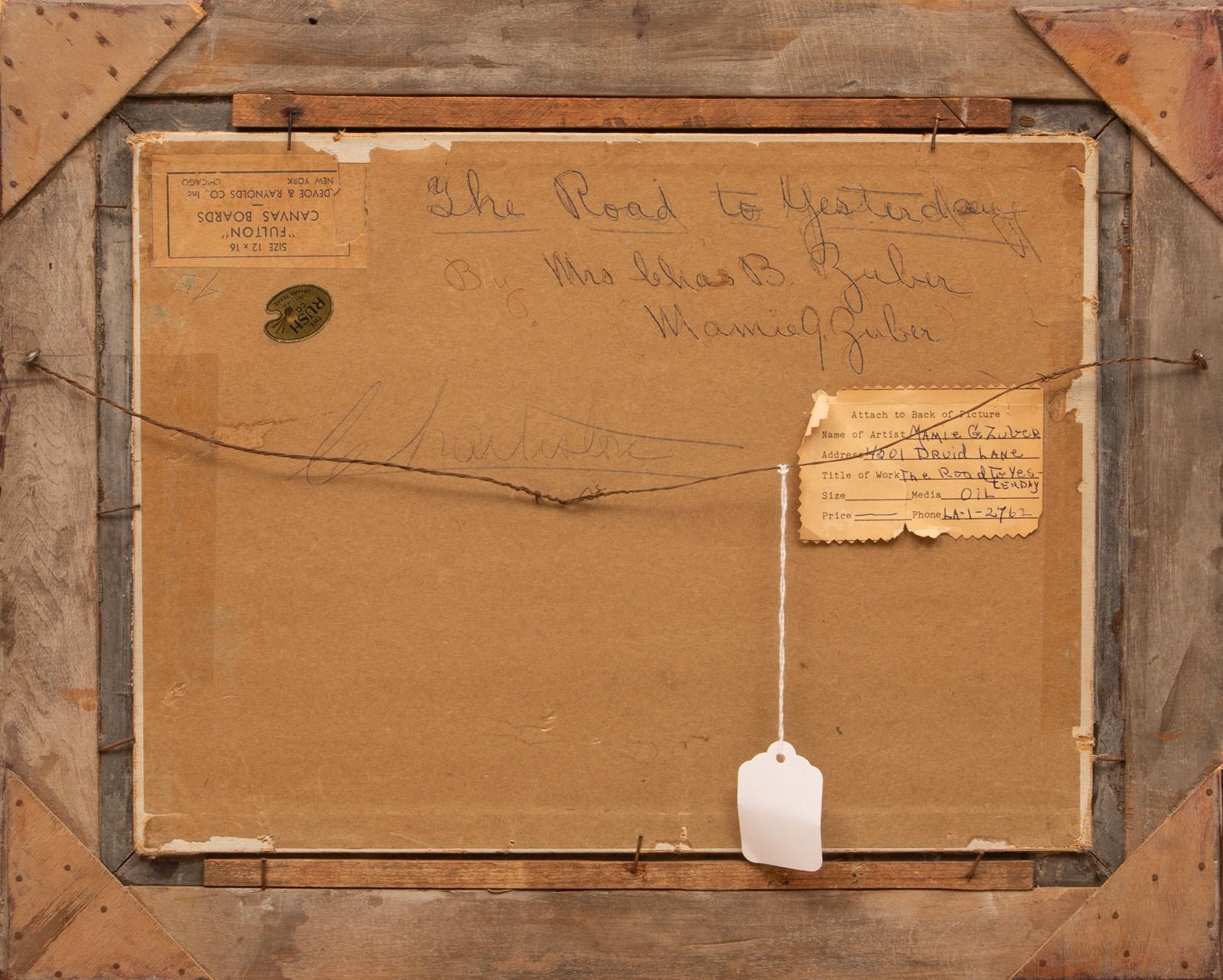 Artwork by Mamie G. Zuber, "The Road to Yesterday", Made of oil on canvas board