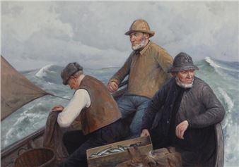Scenery with fishermen - Niels Walseth