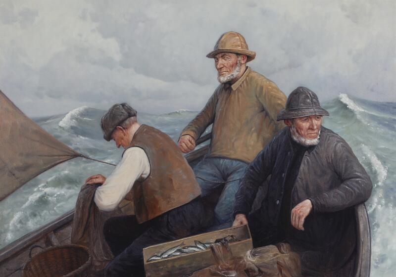 Scenery with fishermen - Niels Walseth