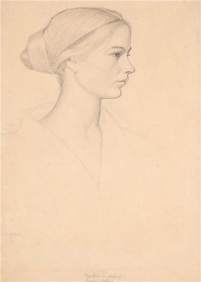 FIRST SKETCH FOR PORTRAIT OF GERALDINE CADBURY by Joseph Edward Southall, 1920