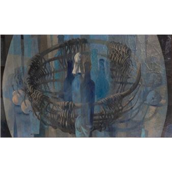 Old Willow Basket and Bottles - Stanley Mitruk