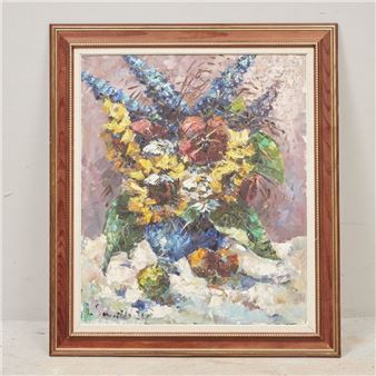 still life with flowers. Signed - Oluf Kramer