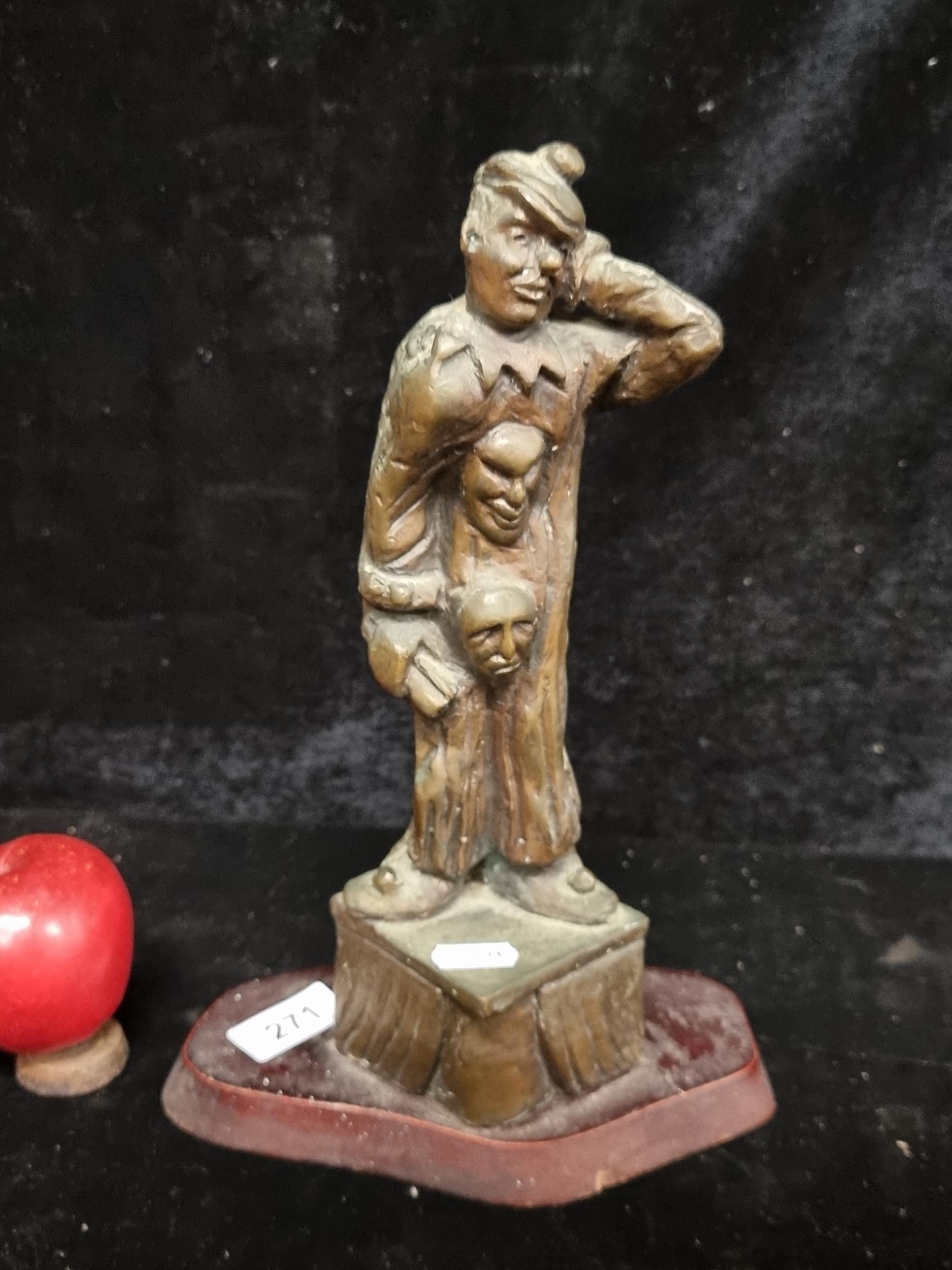 Artwork by Seamus Furlong, Actor Clown, Made of bronze sculpture