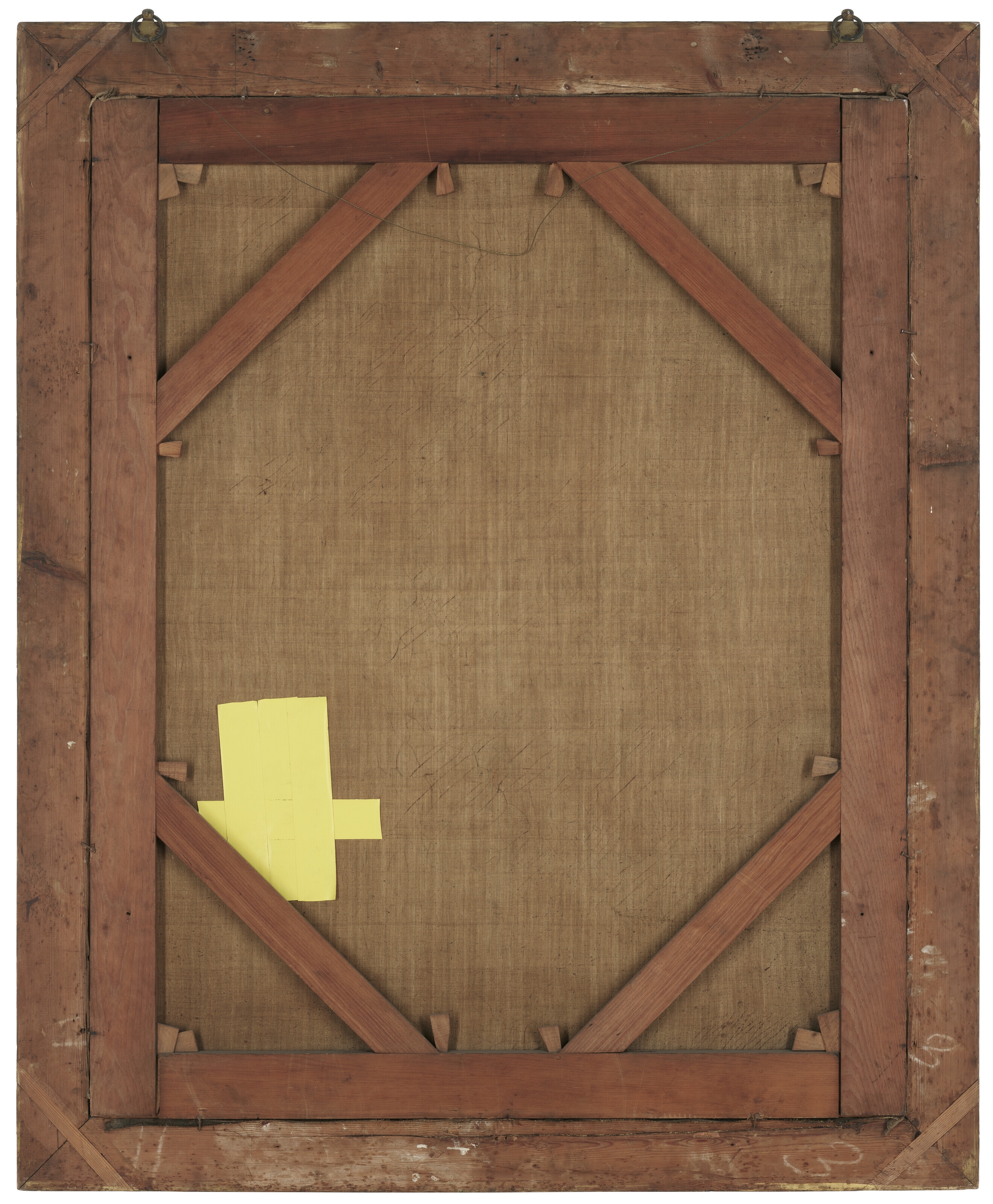 Artwork by Enoch Seeman, Portrait of a gentleman, three-quarter-length, in a red jacket with gilt embroidery, holding a tricorn hat under his arm, Made of oil on canvas