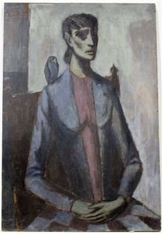 Zittend dame met vogel - Willem Kouwer Boomkens