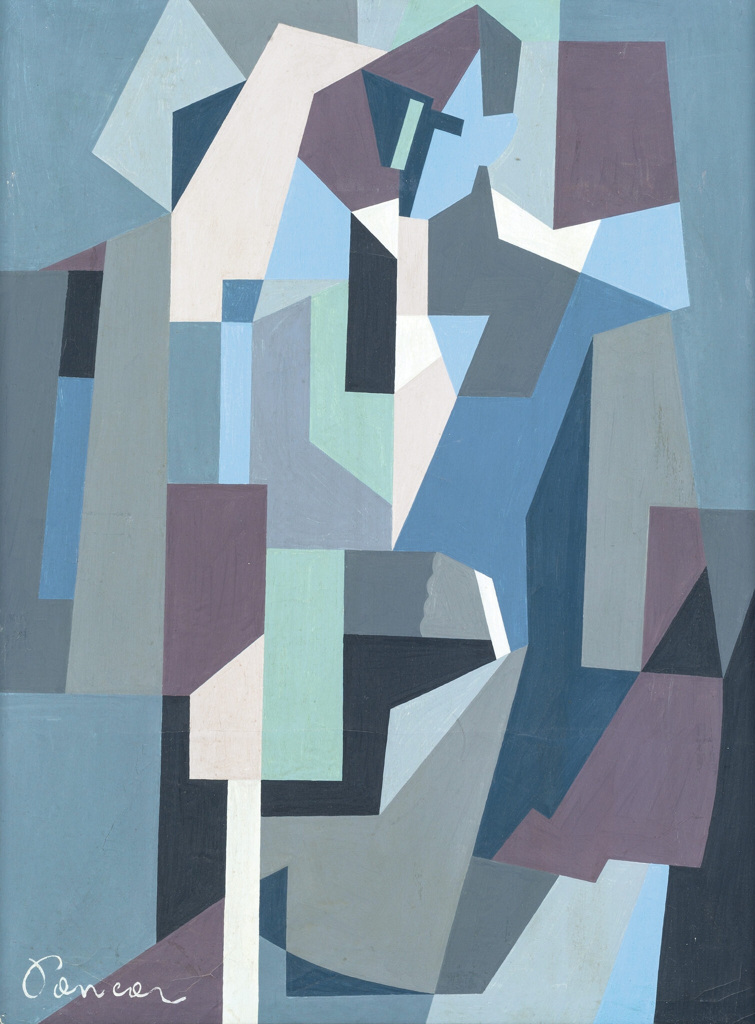 Zdenek Poncar | Cubistic stature of man | MutualArt