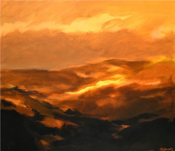 " Landschaft bei Sonnenuntergang " by Werner Specht, 2004