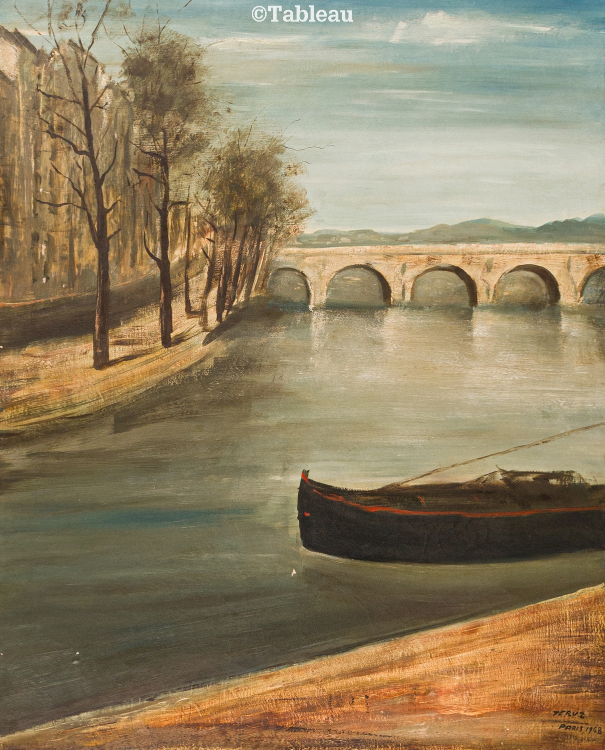 "Barco e Ponte em Paris" by Orlando Teruz, 1968