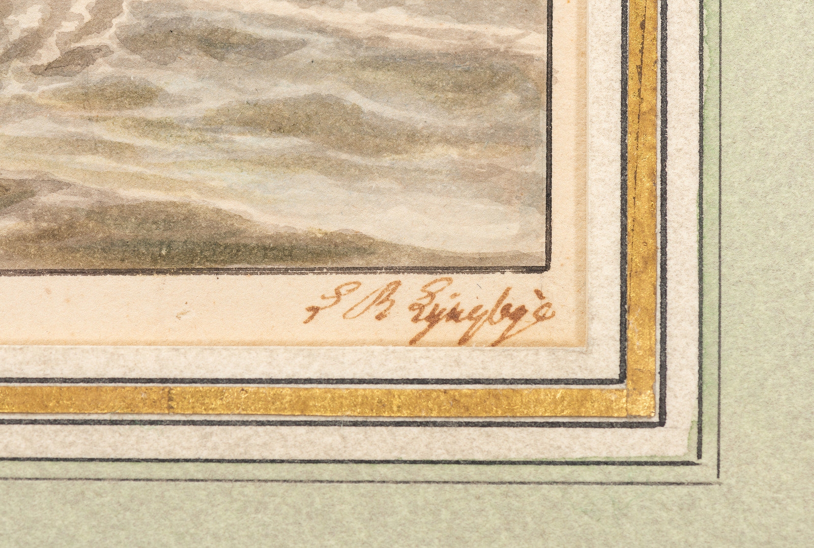 Artwork by Lauritz Rasmus Lyngbye, American Frigate, Made of pen, ink and watercolor on paper