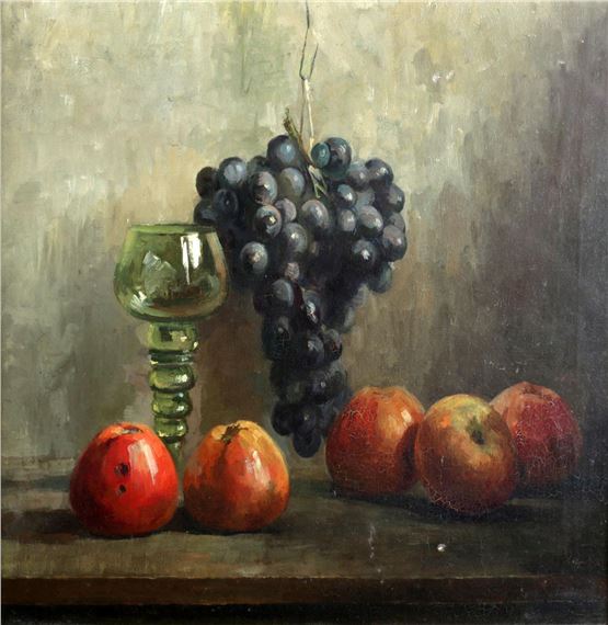 Stilleven van druiventros met roemer - Jeannette Slager