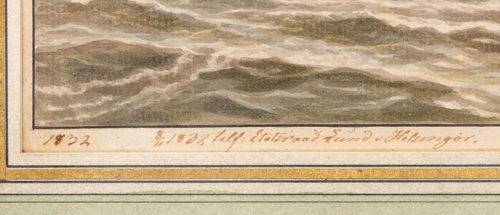 Artwork by Lauritz Rasmus Lyngbye, American Frigate, Made of pen, ink and watercolor on paper