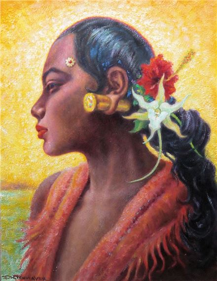 2 Ölgemälde & 3 Zeichnungen mit 2 x Bali 1929, dazu kl. Katalog der Kienmayer-Ausst. Java-Bali-Indonesien by Franz Kienmayer, 1929 and dated 1942