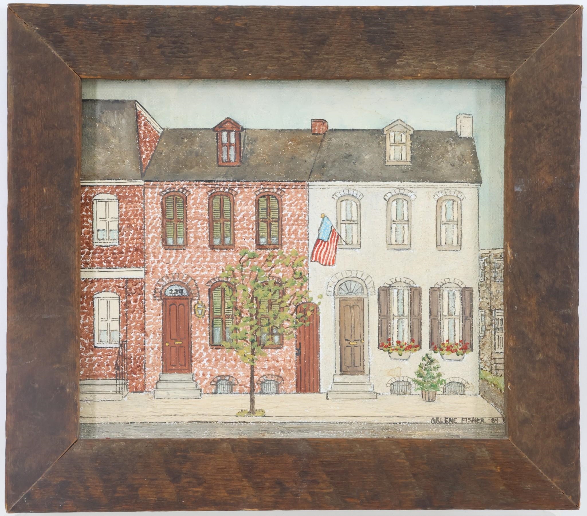 Arlene Fisher | Folk art style architectural landscape | MutualArt